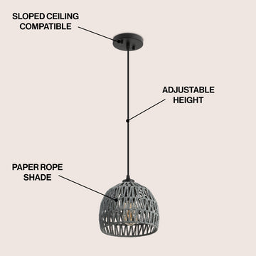 Campana 20" Bohemian Modern Woven Rattan/Iron LED Pendant